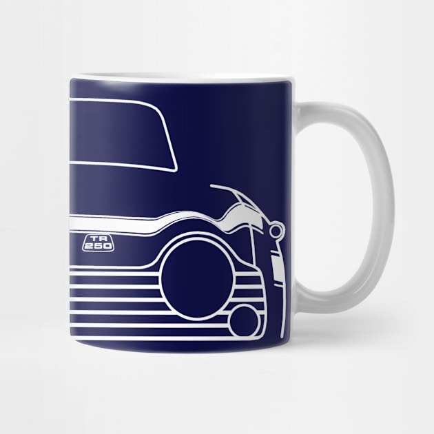 Triumph TR250 classic car outline graphic with stripes (white) by soitwouldseem